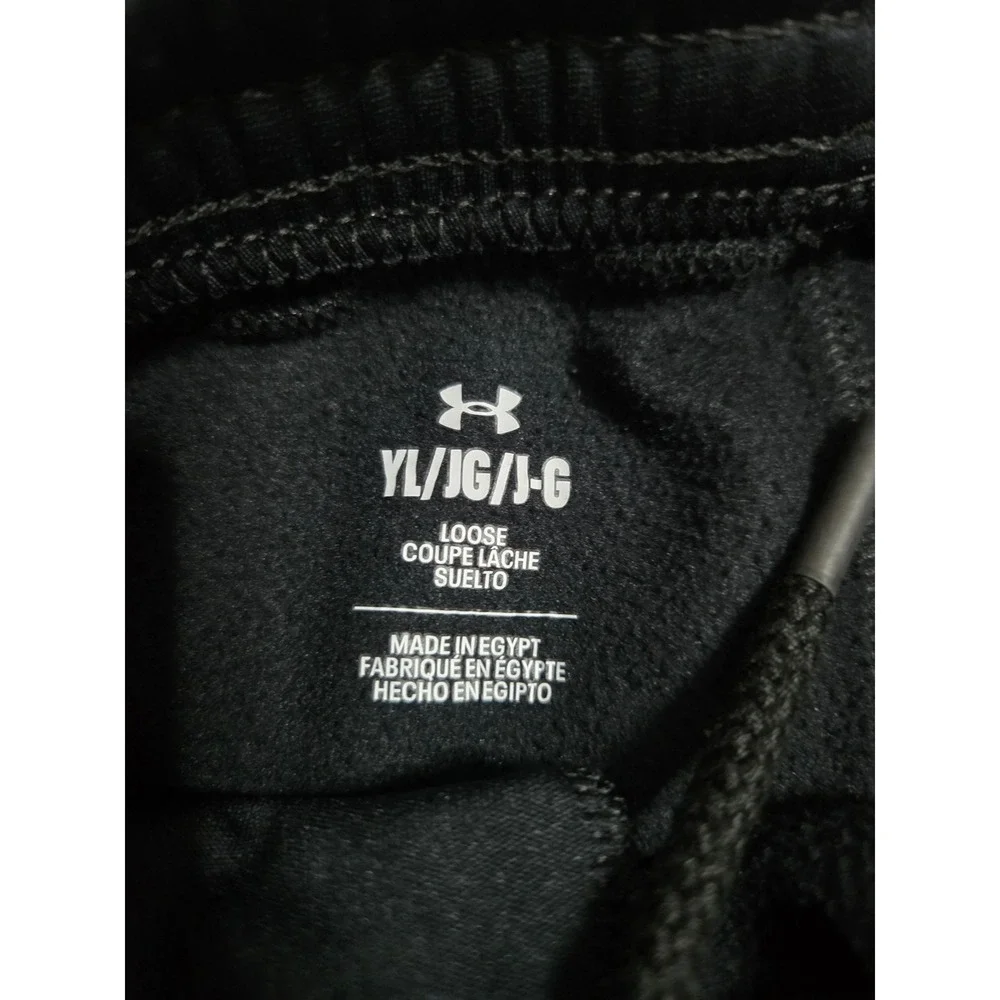 Under Armour Boys Black Fleece Joggers Loose Fit Athletic Pants Youth Large YL